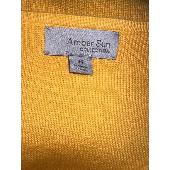 AMBER SUN GOLD YELLOW SWEATER BLAZER JACKET KNIT CAREER BUSINESS Sz Med - Picture 8 of 8